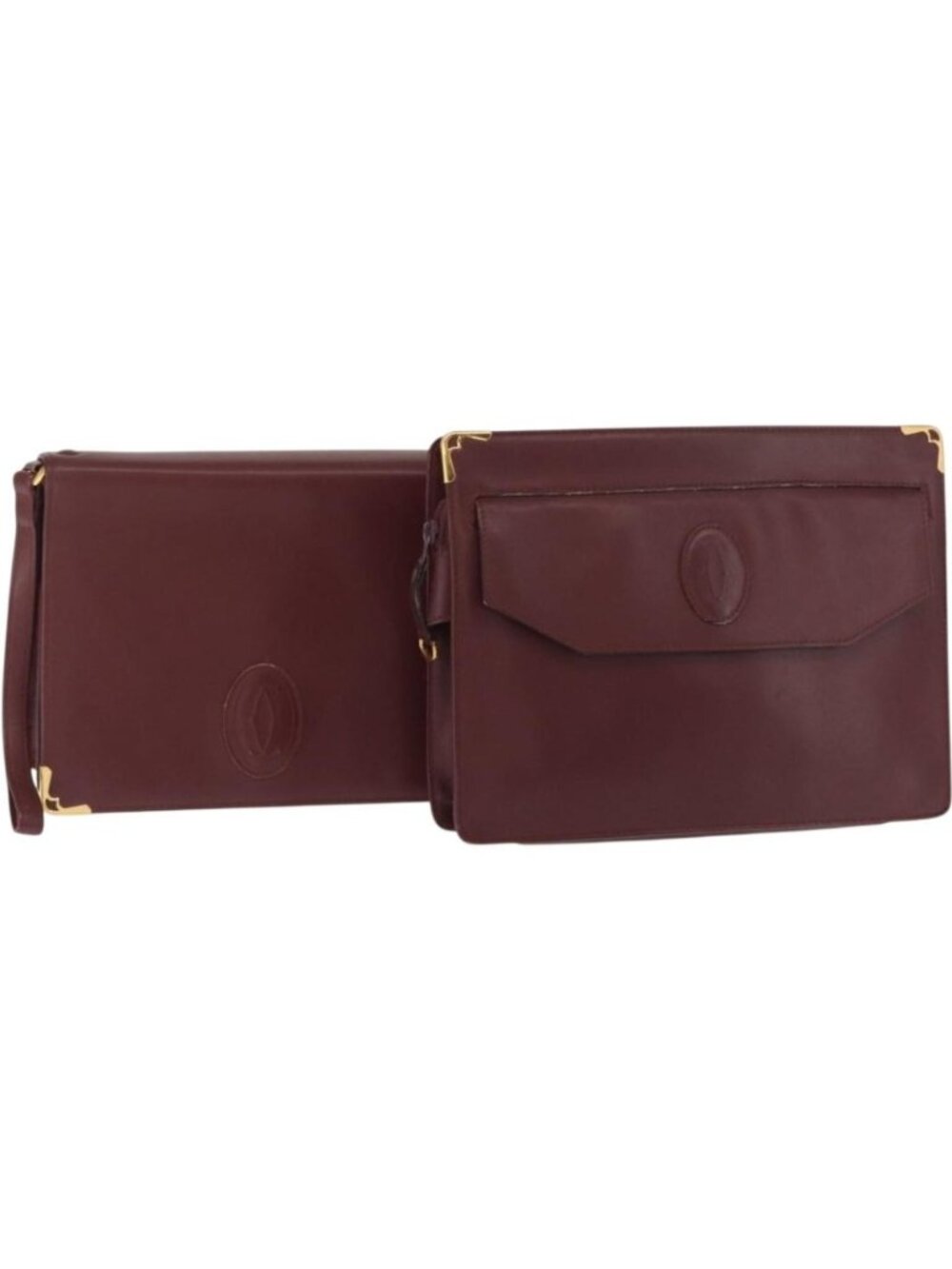 CARTIER Must Line Clutch Bag Leather 2 Set Bordeaux